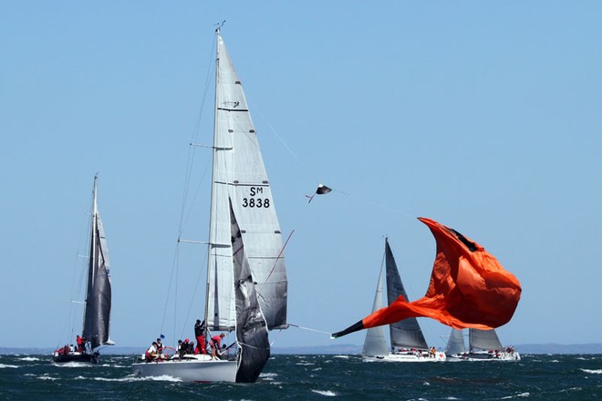 Clockwork’s spinnaker did not survive the day. ©  Alex McKinnon Photography http://www.alexmckinnonphotography.com