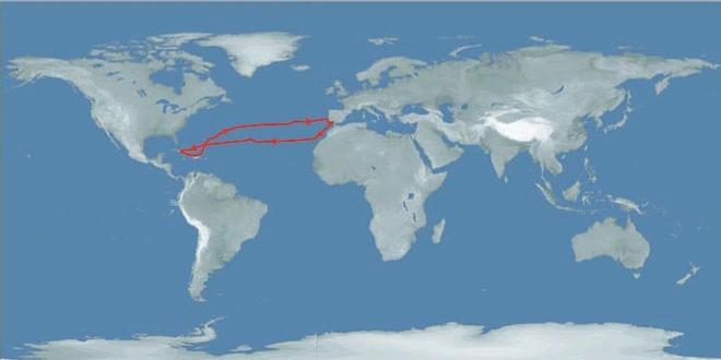 The ’Columbus’ route - the original route taken by Christopher Columbus ©  SW