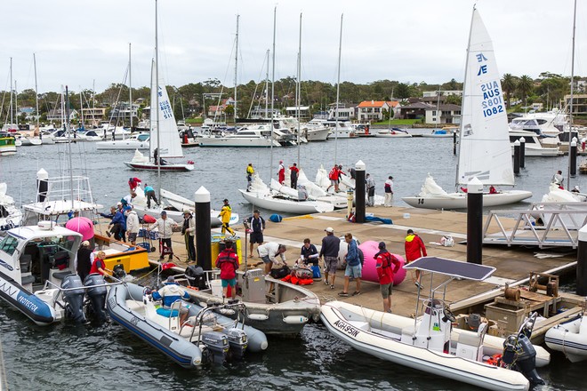 Abundant activity as the volunteers and sailors alike get set for racing. - 2013 Etchells NSW Championship &copy; Kylie Wilson Positive Image