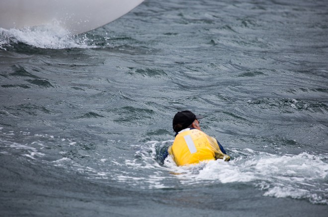 Man Overboard drill, as performed by one of the crews. - 2013 Etchells NSW Championship &copy; Kylie Wilson Positive Image