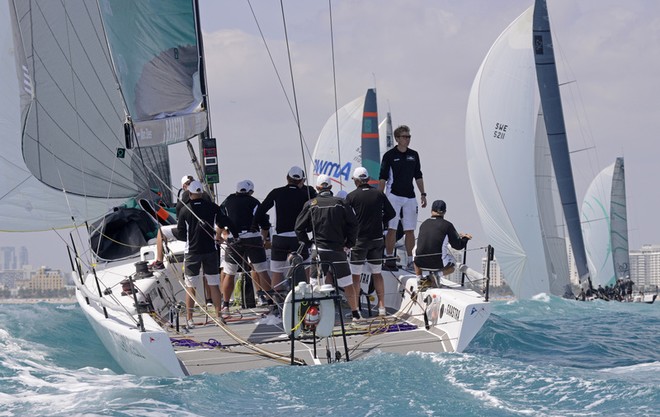 Miami March 9 2013 Gaastra TP52 World Championships, final day, running downwind ©  Rick Tomlinson http://www.rick-tomlinson.com