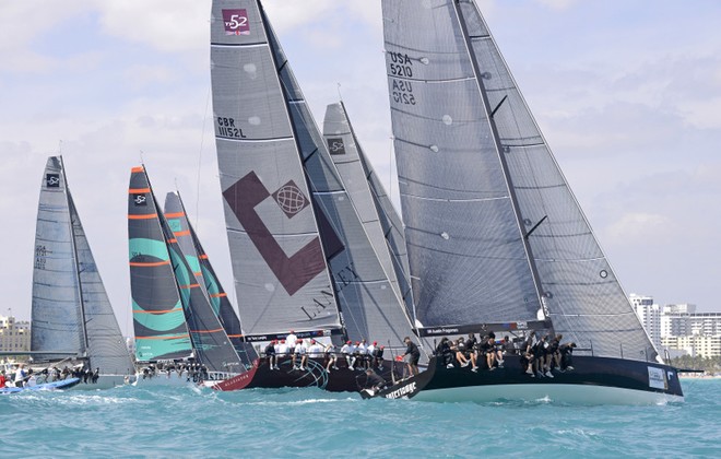 Miami March 9 2013 Gaastra TP52 World Championships, final day, startline ©  Rick Tomlinson http://www.rick-tomlinson.com