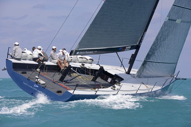 Miami March 9 2013 Gaastra TP52 World Championships, final day, heading upwind ©  Rick Tomlinson http://www.rick-tomlinson.com