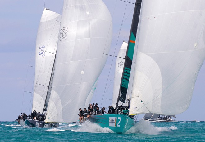 Miami March 9 2013 Gaastra TP52 World Championships, final day, Quantum leads the group ©  Rick Tomlinson http://www.rick-tomlinson.com