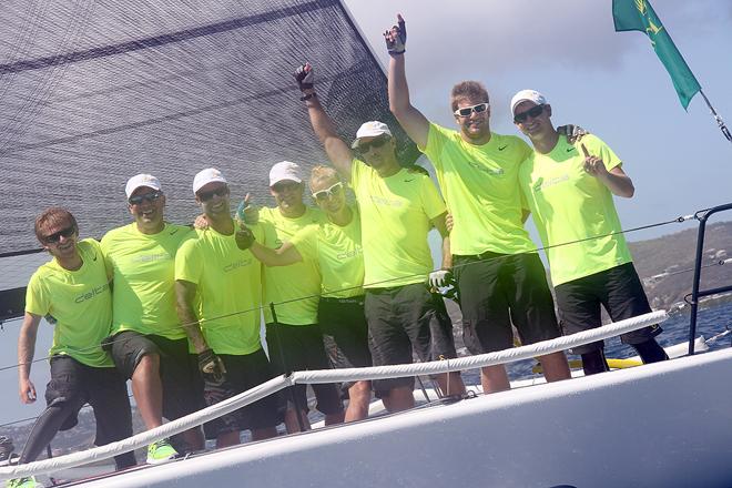 2013 Rolex International Regatta | 2013 OtterBox® Melges 32 Virgin Island Sailing Series Champions - Dalton DeVos, Delta (Left to right - Cody Schlup, William Sleeman, Zach Hurst, Jonathan McKee, Linda Lindquist-Bishop, Morgan Reeser, Nate Smith and Dalton DeVos) © JOY - International Melges 32 Class Association http://melges32.com/