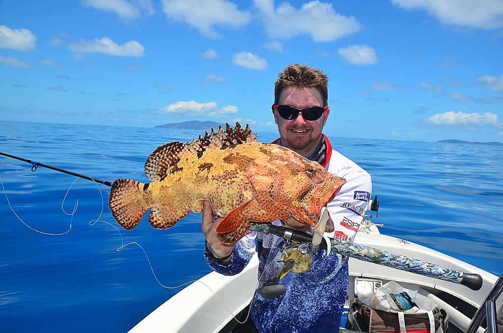 Drift fishing with curl tails is a great way to catch a host of species.  This pretty flowery cod took a white Gulp Nemesis. photo copyright Lee Brake taken at  and featuring the  class