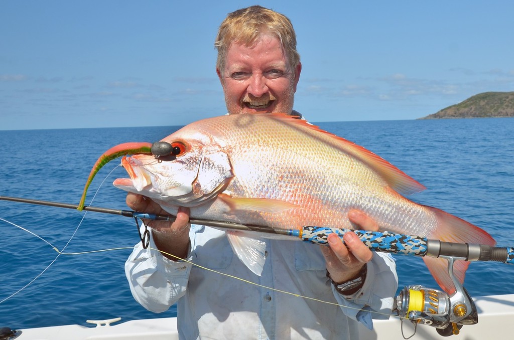 This nannygai came from a very deep mark.  Note the four ounce jighead used to get the 6.5