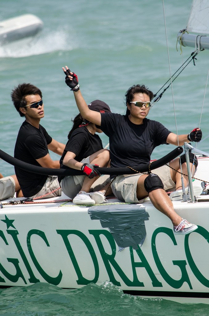 Team Singapore II; Team of 5 - Bow woman in charge right now - Matchrace Thailand Open Nationals, First day photo copyright Alex Samaras taken at  and featuring the  class