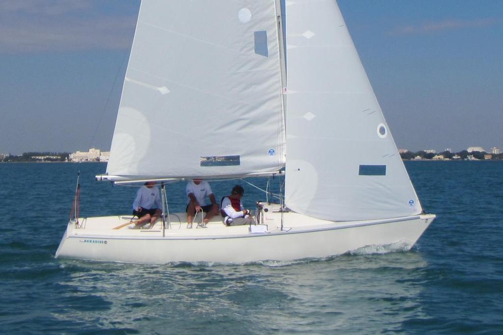 Kiwi Gold Rick Dodson, David Barnes and Andrew May sailing in the ISAF 2013 OCR Miami Regatta. Three times world 470 champion, David Barnes has since had to withdraw due to his worsening physical condition. OK World Champion and America's Cup winner, Rick Dodson has taken over the helm photo copyright SW taken at  and featuring the  class