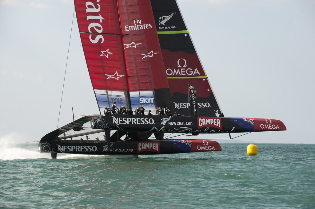 CC130308-087 - Emiratres Team NZ and Luna Rossa, Practice Racing March 8, 2013, Takapuna, NZNZ photo copyright Chris Cameron/ETNZ http://www.chriscameron.co.nz taken at  and featuring the  class