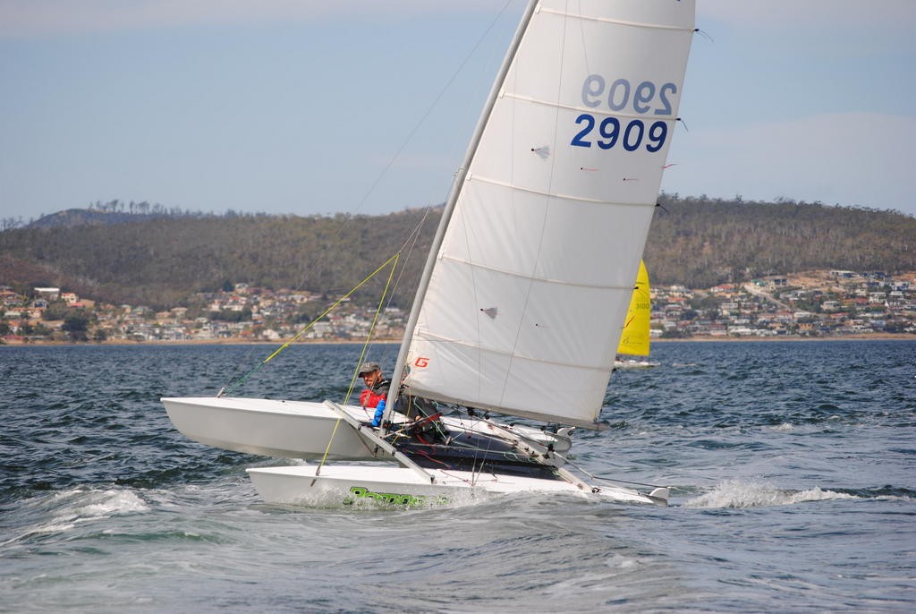 Paper Tiger winner Steve Price sailing Romper Stomper at Crown Series Bellerive Regatta 2013  © Peter Campbell