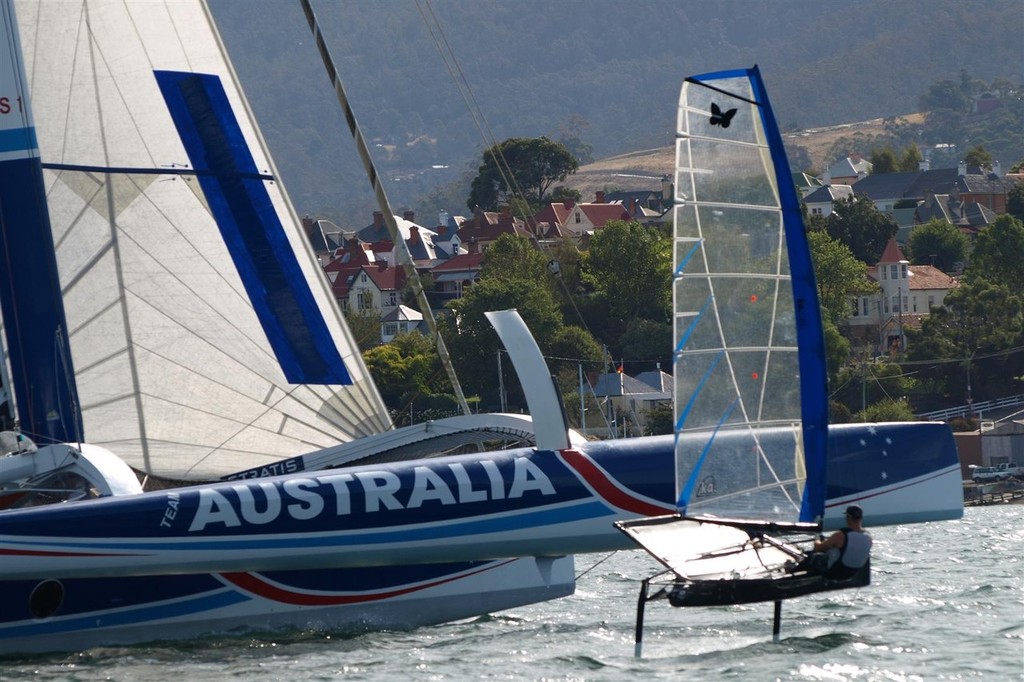 Hulls flying Team Australia & moth credit Jane Austin - New Sydney Hobart passage record holder Team Australia - blasts home photo copyright Jane Austin taken at  and featuring the  class