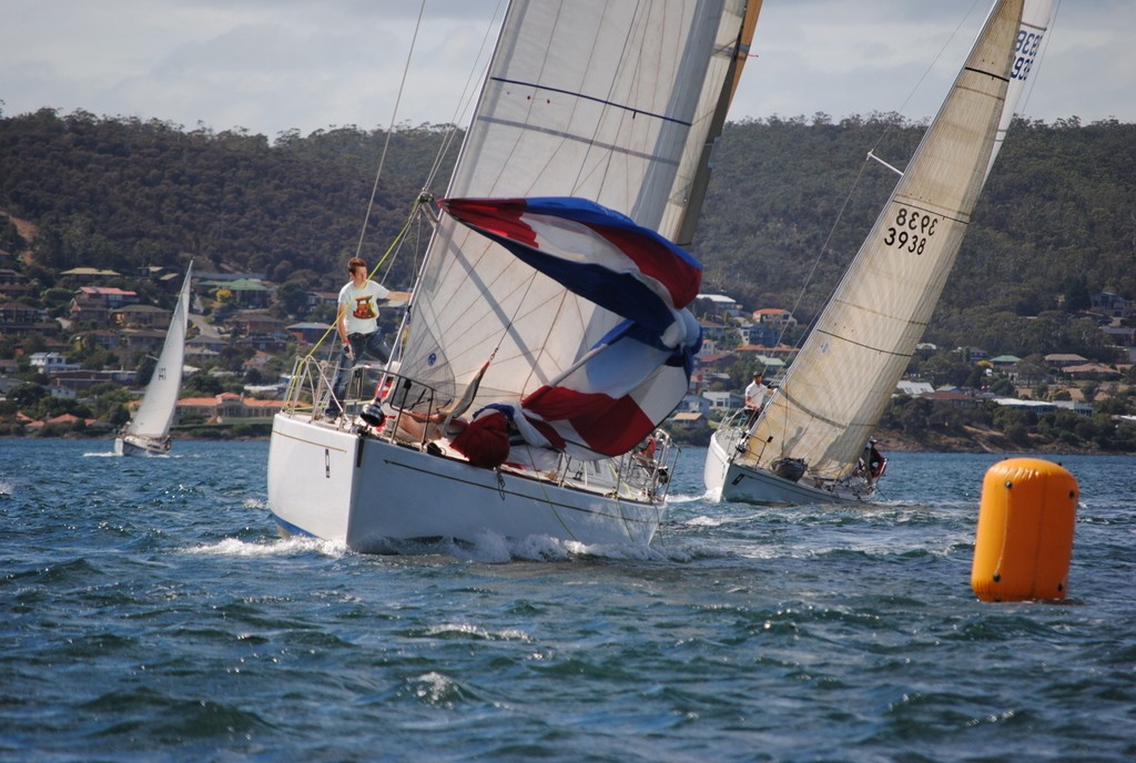 It seems the 'spinnaker hoist' button was pressed too early - Crown Series Bellerive Regatta 2013 photo copyright Peter Campbell taken at  and featuring the  class