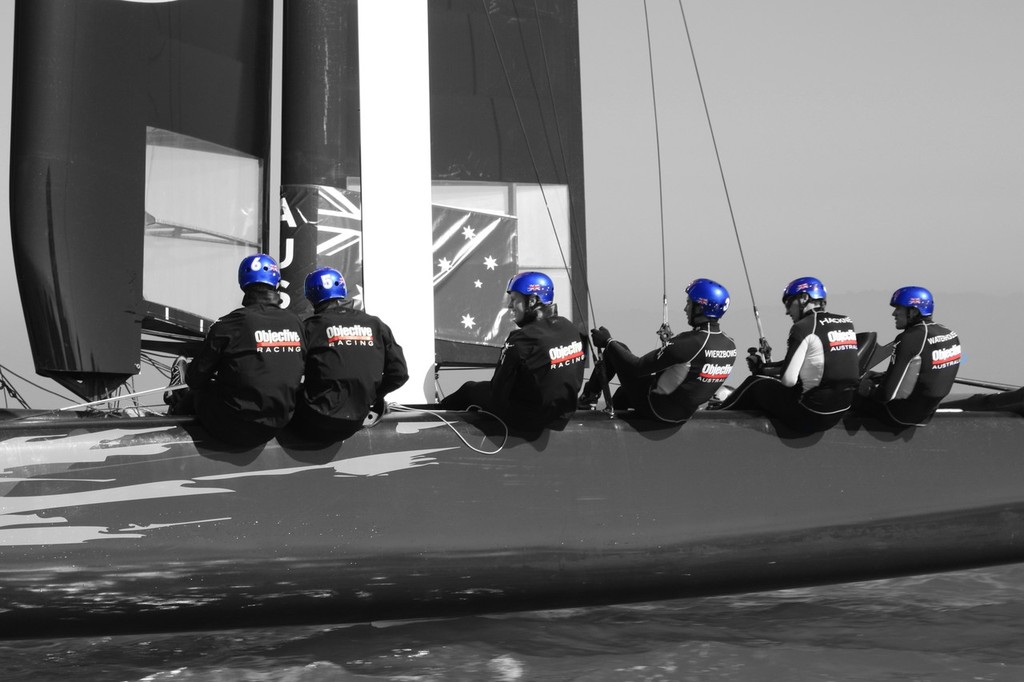 Objective Australia Youth America’s Cup Team in action in San Francisco - Objective Australia Youth America’s Cup Campaign Launch photo copyright ACEA - Photo Gilles Martin-Raget http://photo.americascup.com/ taken at  and featuring the  class