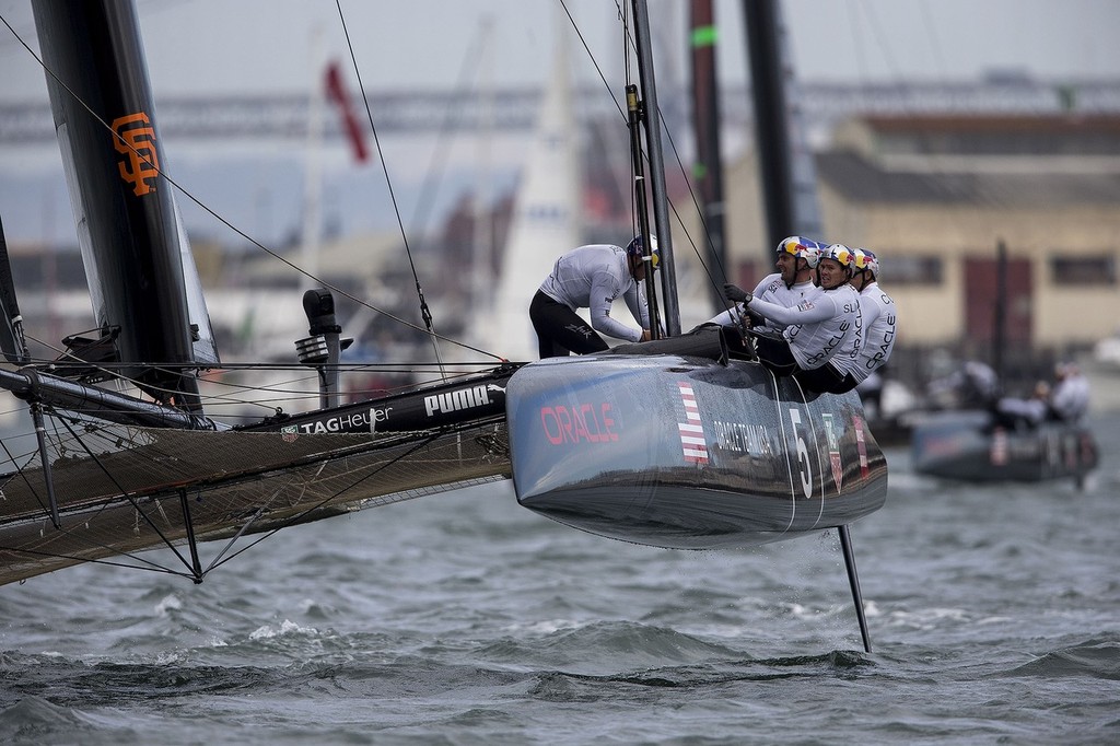 Oracle preparing for America’s Cup World Series San Francisco in October photo copyright  ACEA http://www.americascup.com taken at  and featuring the  class