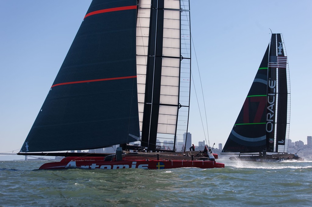 Artemis Racing and Oracle Team USAAC72 training in San Francisco Bay  in early February photo copyright Artemis Racing http://www.artemisracing.com taken at  and featuring the  class