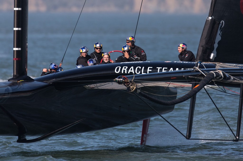 12/02/2013 - San Francisco (USA) - 34th America's Cup - ORACLE TEAM USA AC72 training in San Francisco Bay photo copyright Americas Cup Media www.americascup.com taken at  and featuring the  class