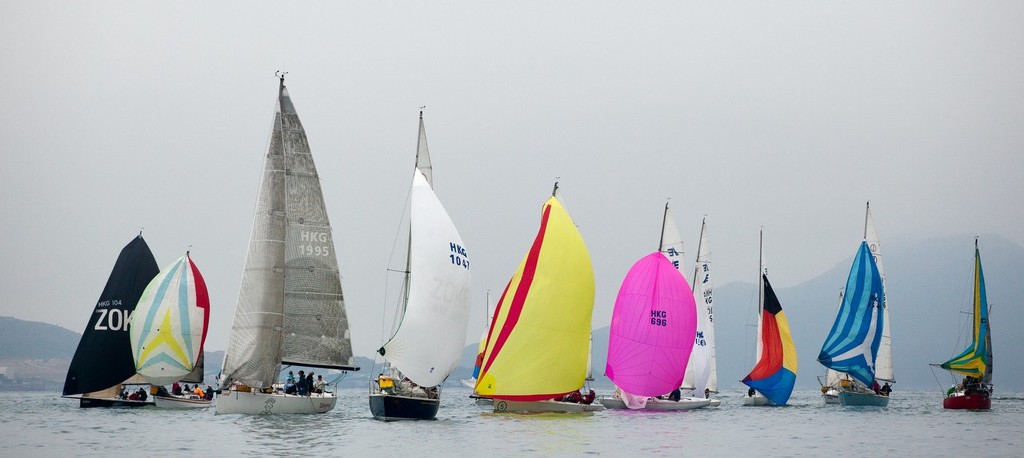 RHKYC HKRNVR Memorial Vase 2013. Fleet becalmed in Hong Kong harbour - no more of this, please! photo copyright  RHKYC/Guy Nowell http://www.guynowell.com/ taken at  and featuring the  class