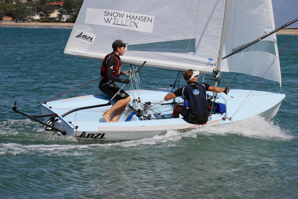 Snow130313 (2) - Paul Snow-Hansen and Daniel Willcox training in the 470 - Takapuna March 14, 2013 photo copyright Richard Gladwell www.photosport.co.nz taken at  and featuring the  class