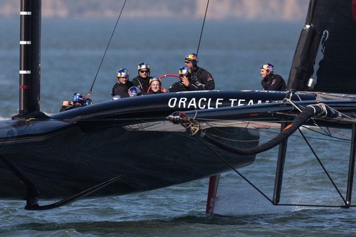 Oracle Team USA AC72 training in San Francisco Bay © Americas Cup Media www.americascup.com