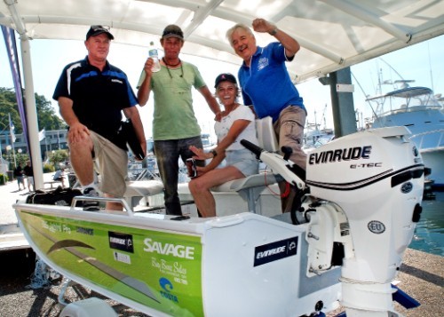 The lucky Lucky Draw winners of the Evinrude powered Savage Jabiru in 2012.  - 2013 Club Marine Trailer Boat Fishing Tournament  © Tony Poole