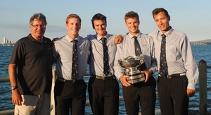 Major sponsor Garry Lock - Harken New Zealand and Scott Barnes and his crew - Harken Youth International Match Racing Championships 2013 photo copyright Amber Roberts taken at  and featuring the  class