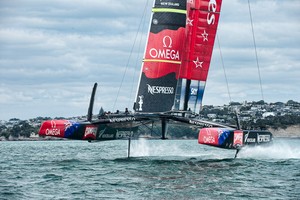 Emirates Team New Zealand training with their second AC72, NZL5 on the Hauraki Gulf, Auckland. 1/3/2013 photo copyright Chris Cameron/ETNZ http://www.chriscameron.co.nz taken at  and featuring the  class