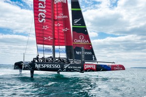 Emirates Team New Zealand training with their second AC72, NZL5 on the Hauraki Gulf, Auckland. 1/3/2013 photo copyright Chris Cameron/ETNZ http://www.chriscameron.co.nz taken at  and featuring the  class