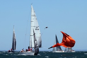 Clockwork’s spinnaker did not survive the day. photo copyright  Alex McKinnon Photography http://www.alexmckinnonphotography.com taken at  and featuring the  class