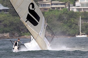 Thurlow Fisher Lawyers does an AC72 impression - Race 7, JJ Giltinan Trophy, 2013, Sydney Harbour photo copyright Frank Quealey /Australian 18 Footers League http://www.18footers.com.au taken at  and featuring the  class