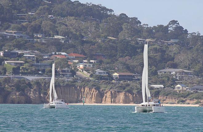 Nanoq and SKI finally get away in the start of the ‘race’. - 2013 Lagoon Escapade ©  John Curnow