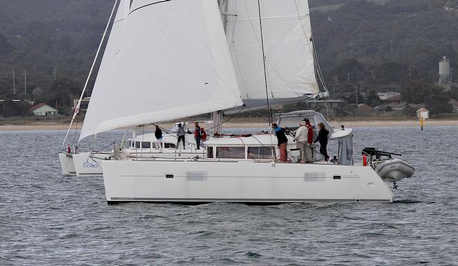 Right down to the wire with SKI and Nanoq to windward. - 2013 Lagoon Escapade ©  John Curnow