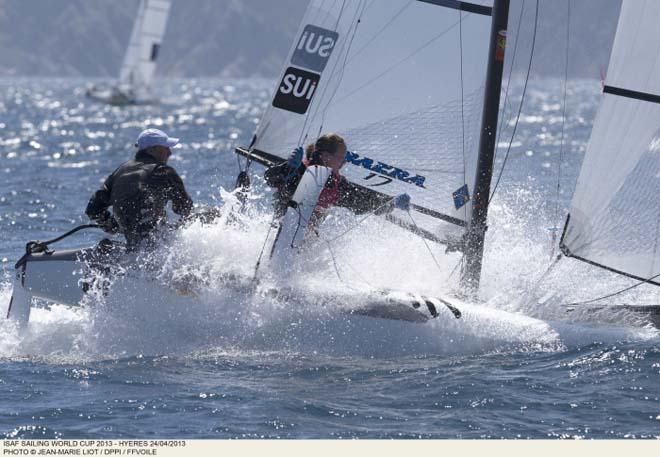 SUI 41 - BUHLER Matias / BRUGGER Nathalie - ISAF Sailing World Cup Hyeres 2013 ©  Jean-Marie Liot /DPPI/FFV