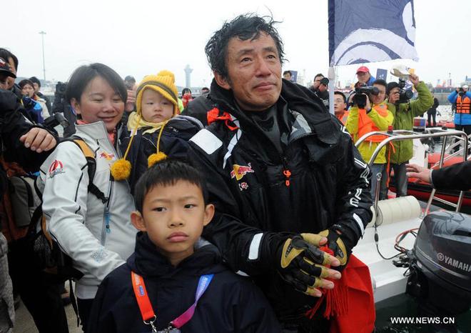 Guo Chuan - first Chinese solo non-stop circumnavigator - arrives home in Qingdao © Xinhua - China Daily