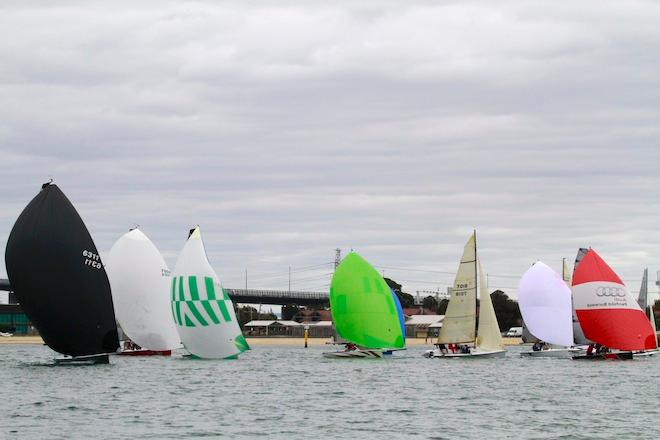 Fleet head downwind - Australian Sports Boat Association National Championships 2013 © Teri Dodds http://www.teridodds.com