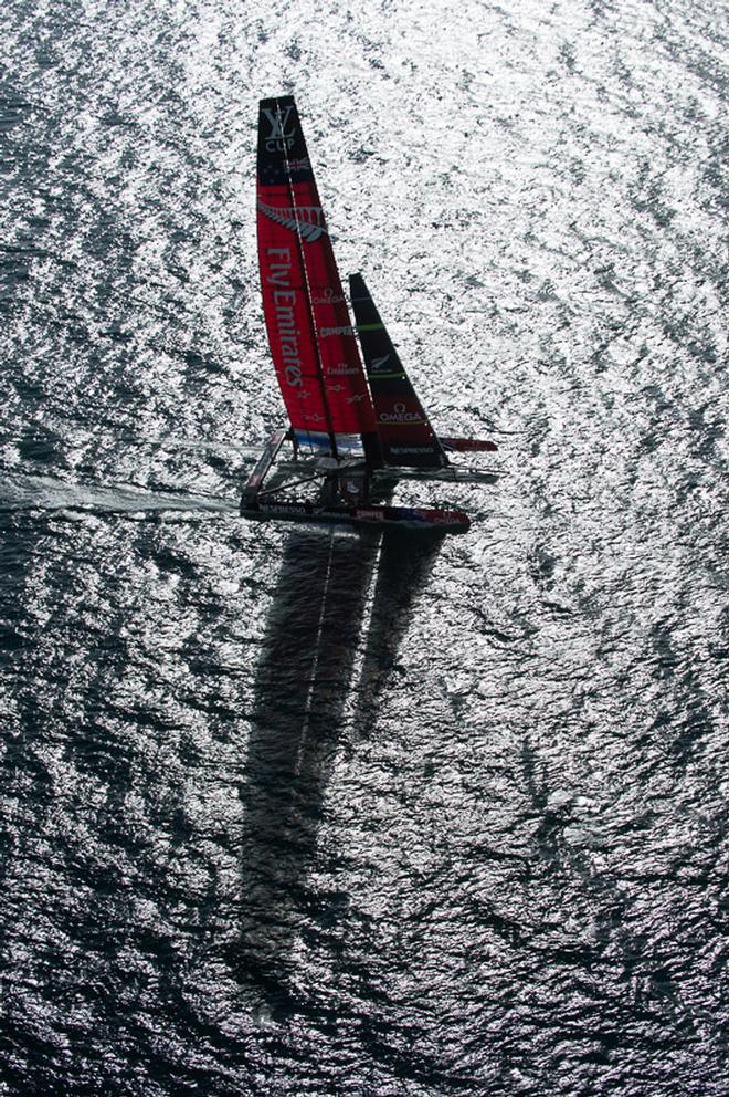 Emirates Team New Zealand sail NZL5 for the last time in New Zealand before being shipped to San Francisco. 3/4/2013 © Chris Cameron/ETNZ http://www.chriscameron.co.nz