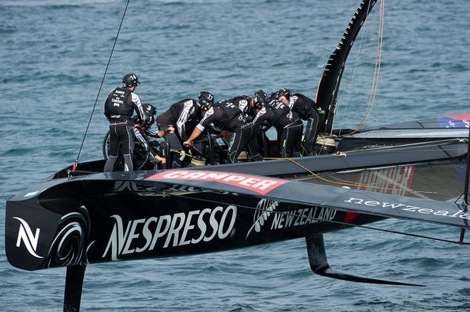 Emirates Team New Zealand sail NZL5 for the last time in New Zealand before being shipped to San Francisco. 3/4/2013 © Chris Cameron/ETNZ http://www.chriscameron.co.nz
