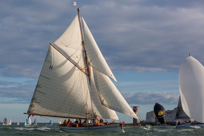 The Thalia pass the Needles today at the J.P. Morgan Asset Management Round the Island Race. © onEdition http://www.onEdition.com