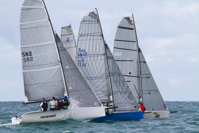 Three Shaw 650s hustle at the start - Sail Mooloolaba 2013 © Teri Dodds http://www.teridodds.com