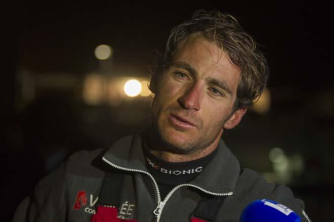 Arrivée Morgan Lagravière (Vendée), 1er à Roscoff - 2013 Solitaire du Figaro © Alexis Courcoux