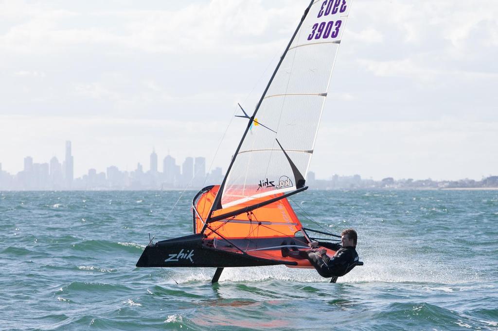 James Owen-Smith sailed well in the fresh conditions - Victorian Moth State titles 2013 © Leigh Dunstan