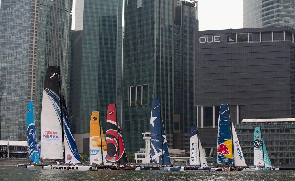 The Extreme Sailing Series 2013. Act2. Singapore. <br />
 © Lloyd Images http://lloydimagesgallery.photoshelter.com/