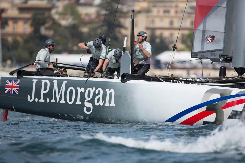 America&rsquo;s Cup World Series Naples / ACWS Naples. Italy. The J.P.Morgan BAR AC45 skippered by Ben Ainslie - one of the three boats under investigation photo copyright Lloyd Images/J.P.Morgan BAR http://bar.americascup.com/ taken at  and featuring the  class