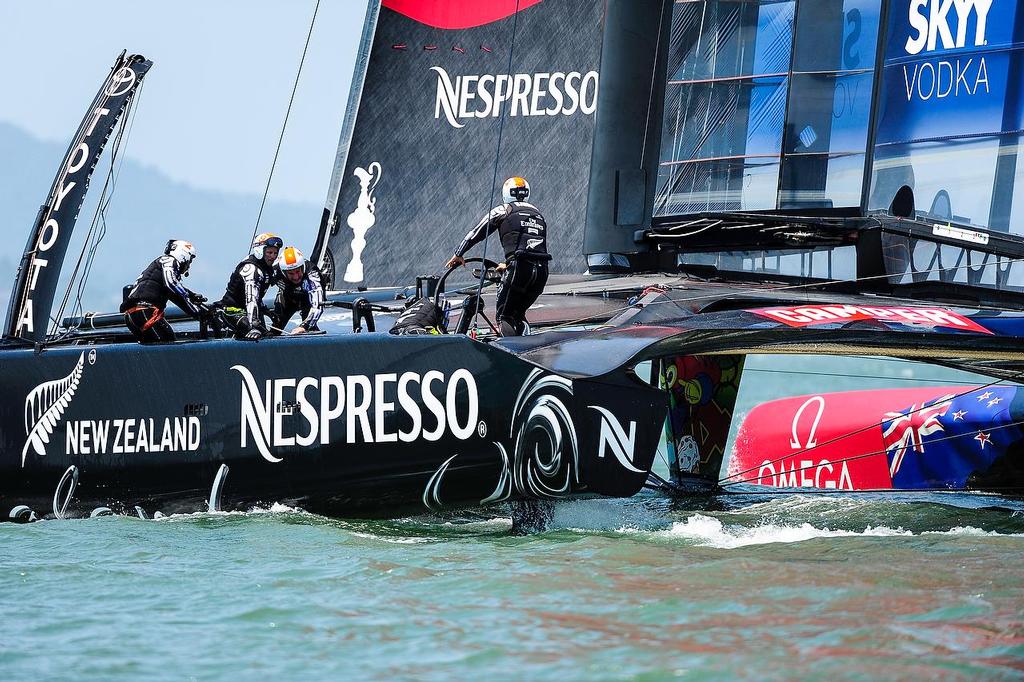 SAN FRANCISCO, USA, Emirates Team New Zealand with skipper Dean Barker out training just before the start of  The Louis Vuitton Cup  sailed in AC 72s (July 7th - August  30th, the Americaâ€™s Cup Challenger Series, is used as the selection series to determine who will race the Defender in the Americaâ€™s Cup Finals.
Â©Paul Todd/OUTSIDEIMAGES.COM
OUTSIDE IMAGES PHOTO AGENCY photo copyright Paul Todd/Outside Images http://www.outsideimages.com taken at  and featuring the  class