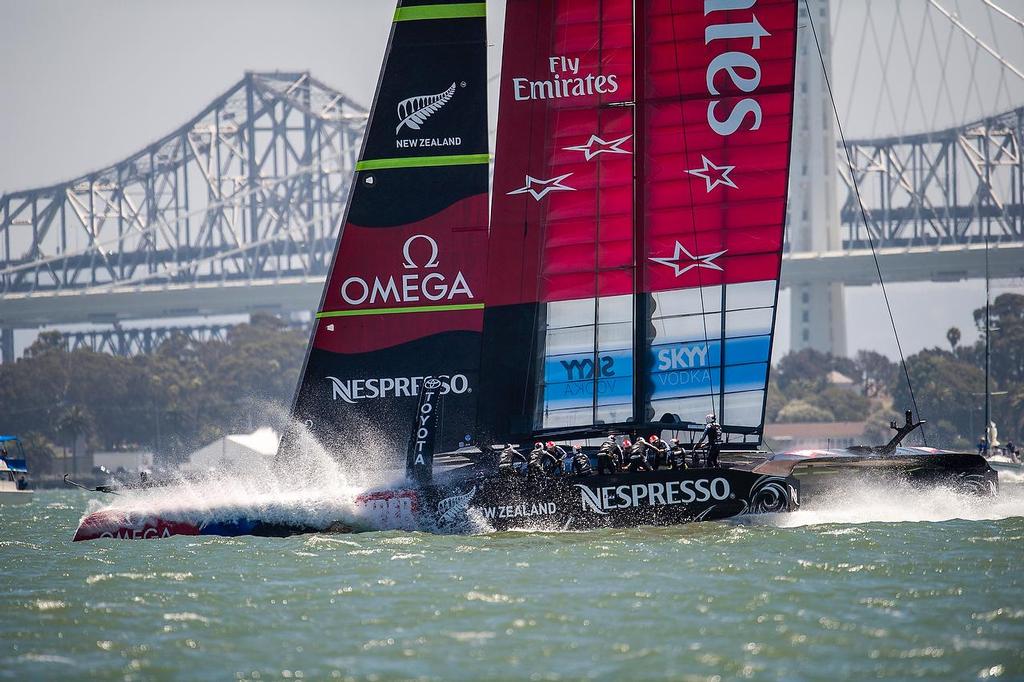 SAN FRANCISCO, USA July 7, first day of racing The Louis Vuitton Cup  sailed in AC 72s between Emirates Team New Zealand skippered Dean Barker (NZL) and Luna Rossa Challenge skippered Max Sirena (ITA). Luna Rossa Challenge has decided to boycott the race. 
Â©Paul Todd/OUTSIDEIMAGES.COM
OUTSIDE IMAGES PHOTO AGENCY photo copyright Paul Todd/Outside Images http://www.outsideimages.com taken at  and featuring the  class