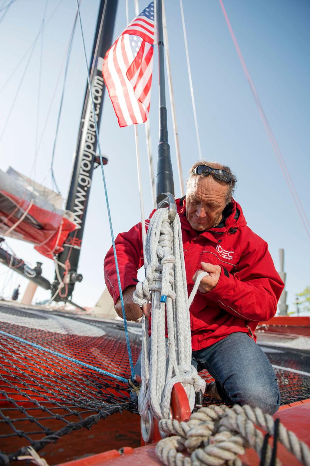 TRIMARAN IDEC / FRANCIS JOYON - STANDBY IN NEW YORK CITY - 14/05/2013
PHOTO: VINCENT CURUTCHET / DARK FRAME / DPPI / IDEC photo copyright  V. Curutchet / DPPI / IDEC http://www.trimaran-idec.com/ taken at  and featuring the  class