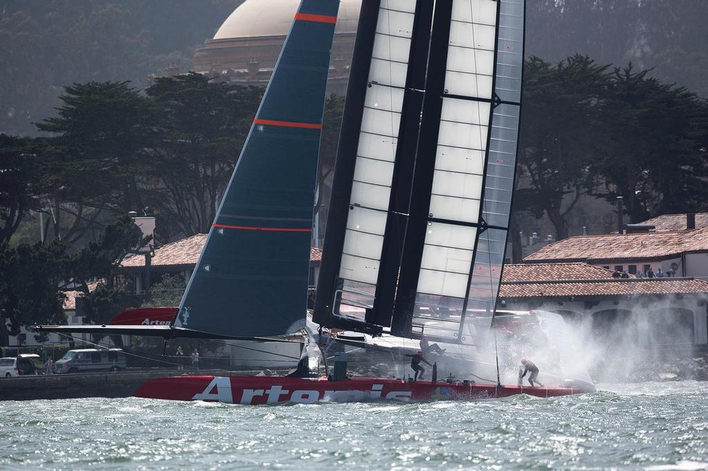 Onboard the AC72. Artemis Racing April 11th 2013, Alameda, USA photo copyright Sander van der Borch / Artemis Racing http://www.sandervanderborch.com taken at  and featuring the  class