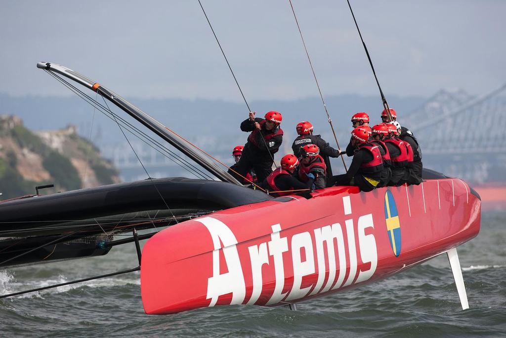 AC72 testing in San Francisco bay. Artemis Racing April 2013, Alameda, USA photo copyright Sander van der Borch / Artemis Racing http://www.sandervanderborch.com taken at  and featuring the  class