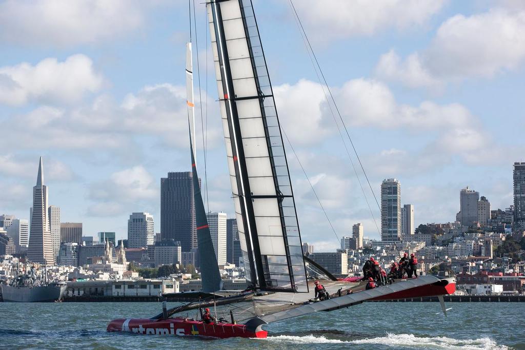 AC72 testing in San Francisco bay. Artemis Racing April 2013, Alameda, USA photo copyright Sander van der Borch / Artemis Racing http://www.sandervanderborch.com taken at  and featuring the  class