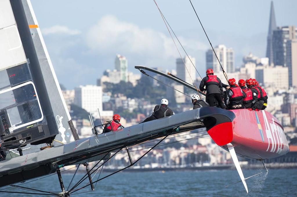 AC72 testing in San Francisco bay. Artemis Racing April 2013, Alameda, USA photo copyright Sander van der Borch / Artemis Racing http://www.sandervanderborch.com taken at  and featuring the  class